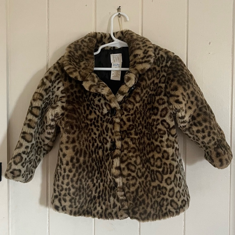 Gap Kids Leopard Print Faux Fur Coat || 2T-3T